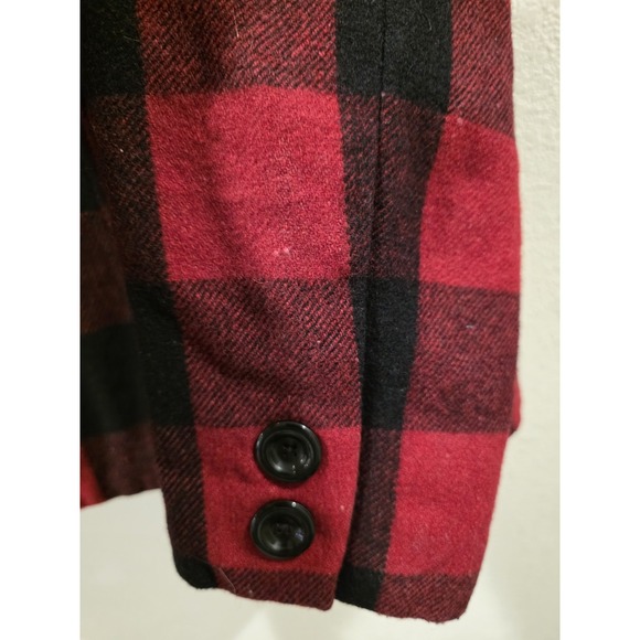 Gap Women's Buffalo Plaid Wool Coat Red Black Double Breasted Jacket XL - Picture 5 of 9